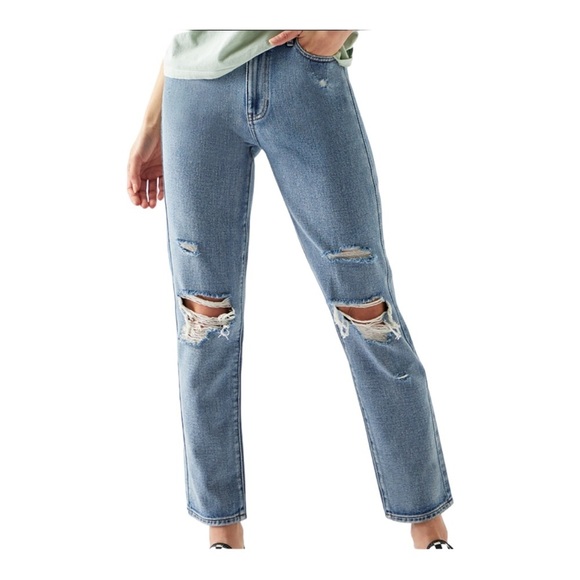 PacSun Destroyed Mom Denim Jeans Women’s SZ 26 Medium Wash High Waisted NEW